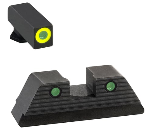 AmeriGlo GL821 Trooper Sight Set for Glock  Black | Green Tritium with Lumigreen Outline Front Sight Green Tritium with Black Outline Rear Sight