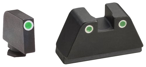 AmeriGlo GL330 Optic Compatible Sight Set for Glock  Black | 2XL Classic Tall Green Tritium with White Outline Front Sight 2XL Classic  Tall  Green Tritium with White Outline Rear Sight