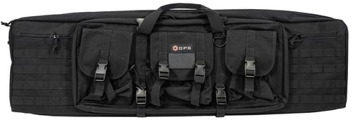 GPS Bags DRC42 Double Rifle Case Black 600D Polyester with 2 Padded Pistol Sleeves, MOLLE Webbing & Lockable Zippers 42