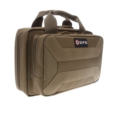 GPS Bags PC15FDE Pistol Case  Flat Dark Earth 600D Polyester with Mag Storage, Lockable Zippers & Cushioned Compartment Holds 1 Handgun