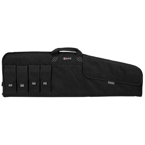 GPS Bags SRC42 Single Rifle Case Black 600D Polyester w/ Mag Pouch Lockable Zippers & Fleece-Lining