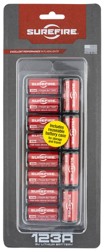 SureFire SF12ABBCS 123A Batteries  Red/Black 3.0 Volts 1,550 mAh (12) Single Package Clamshell
