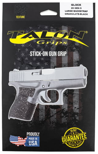 Talon Grips 378G Adhesive Grip  Compatible w/Glock Gen 5 26/27/28/33/39 w/Large Backstrap, Black Textured Granulate