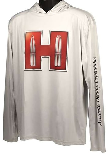 Hornady 99692M Solar Hoodie  White w/Red Logo Long Sleeve Medium