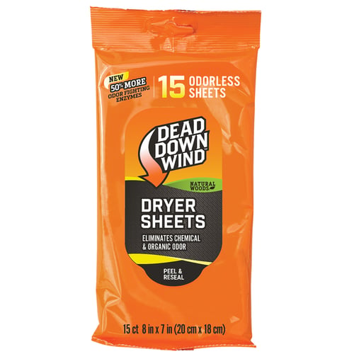 Dead Down Wind Dryer Sheets  <br>  Natural Woods 15 pk.