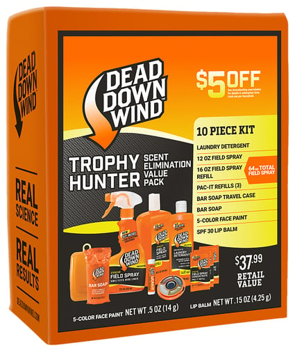 Dead Down Wind 2085 Trophy Hunter Scent Elimination Kit Odor Eliminator Unscented Scent 10 Piece