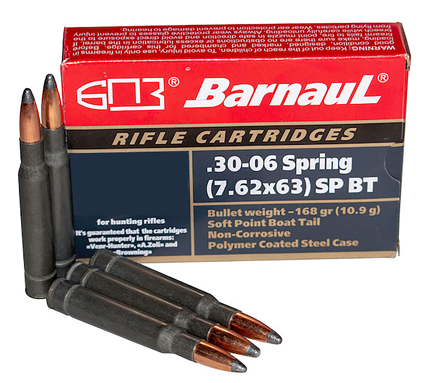 Barnaul Ammo BRN3006SPRSPBT140 Game  30-06 Springfield 140 gr Soft Point Boat-Tail (SPBT) 20 Bx/25 Cs