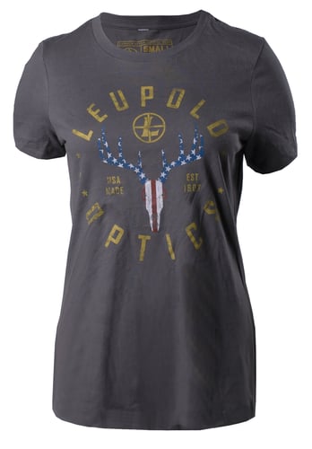 Leupold 179152 American Whitetail Womens Gray Cotton/Polyester Short Sleeve XL