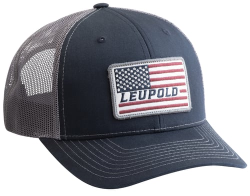 LEUPOLD AMERICAN FLAG TRUCKER HAT NAVY/GRAY!