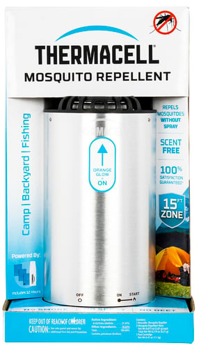 Thermacell MRME Camping Edition Mosquito Repeller Brushed Nickel Effective 15 ft Odorless Scent Repels Mosquito