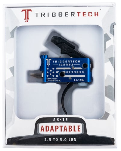 TriggerTech AR0TBB25NNC Adaptable Independence Trigger Two-Stage Curved Trigger with 2.50-5 lbs Draw Weight, Red & Blue with White Engraving Finish for AR-15