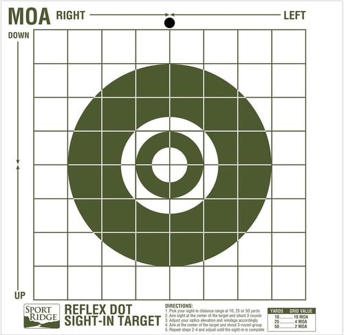 Sport Ridge 03714 Reflex Dot Sight-In MOA Reflex Dot Heavy Paper Hanging 10/25/50 yds Universal 10