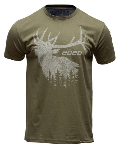 Springfield Armory GEP8605M 2020 Elk Mens T-Shirt Military Green Short Sleeve Medium