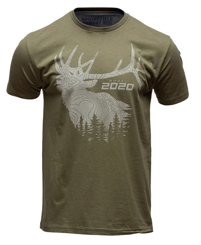 Springfield Armory GEP86053XL 2020 Elk Mens T-Shirt Military Green Short Sleeve 3XL