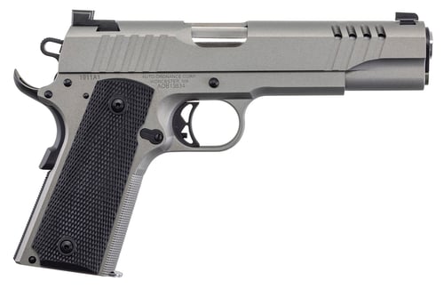 AUTO-ORDNANCE 1911A1 .45ACP STAINLESS NGT SGT RUBBER GRIPS