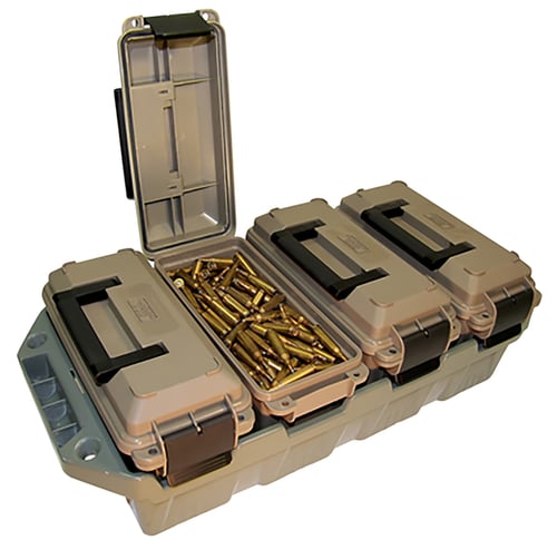 MTM Case-Gard AC4C 4-Can Ammo  Crate 30 Cal Rifle Dark Earth/Army Green Polypropylene 5