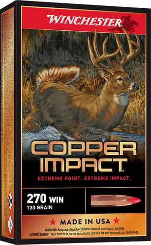 Winchester Ammo X270CLF Copper Impact  270 Win 130 gr Extreme Point Copper 20 Bx/ 10 Cs (Lead Free)