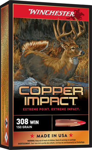 Winchester Ammo X308CLF Copper Impact  308 Win 150 gr Extreme Point Copper 20 Bx/ 10 Cs (Lead Free)