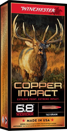 Winchester Ammo X68WCLF Copper Impact  6.8 Western 162 gr Extreme Point Copper 20 Bx/ 10 Cs (Lead Free)