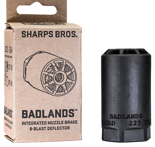 Sharps Bros BAD02 Badlands  Muzzle Brake/Blast Deflector, Heat Treated 17-4 Stainless Steel w/Nitride Finish, 5/8