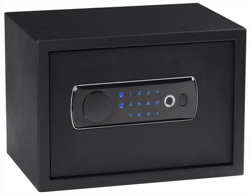 Bulldog BD5020 Duo w/Shelf Digital Keypad/Biometric/Key Entry Black Powder Coat Steel Holds 2 Handguns LED Keypad