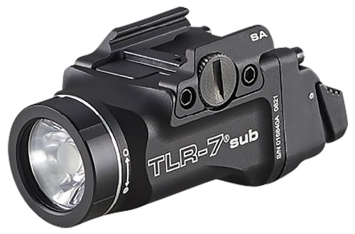 STREAMLIGHT TLR-7 SUB ULTRA COMPACT FOR  HELLCAT WHITE LED PRODUCES 500 LUMENS, HIGH AMBI REAR SWITCH INCLUDES 1-CR123A LITHIUM BATTERY, SA HELLCAT JAW, MOUNTING KEY