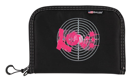 Girls With Guns 9075 Love  made of Polyester with Black Finish, Pink Love Graphic, Foam Padding & Lockable Zipper 10.50