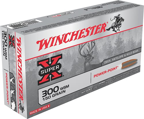 Winchester X300WSM1 Super-X Rifle Ammo 300 WSM, Power-Point, 150