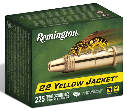 Remington Ammunition 21233 Yellow Jacket Rimfire 22 LR 33 gr Truncated Cone Hollow Point 225 Per Box/ 10 Cs