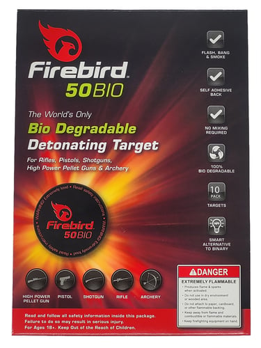 Firebird USA 50BIO 50BIO  Mount Type Moving Trajectory/Static Impact Enhancement Flash/Smoke/Sound White Smoke Universal Firearm 50mm 10 Pk.