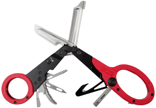 PARASHEARS RED MULTITOOLParaShears/Multi-Tool Red - 11 Tools - A focused multi-tool designed specifically for first responders, ParaShears come complete with a mission-specific toolset that features 11 components, including shears, strap cutter, glass breaker, oxythat features 11 components, including shears, strap cutter, glass breaker, oxygen wrench andgen wrench and