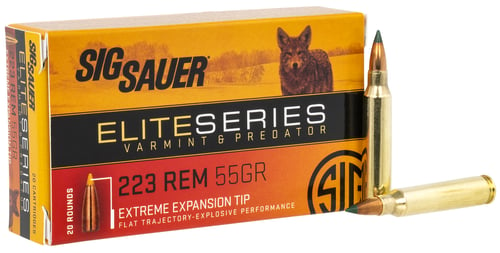 Sig Sauer E223V220 Elite Hunting Varmint & Predator 223 Rem 55 gr Extreme Expansion Tip 20 Per Box/ 10 Case