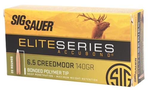 Sig Sauer E65CMAB14020 Elite Hunting  6.5 Creedmoor 140 gr Nosler AccuBond 20 Per Box/ 10 Case