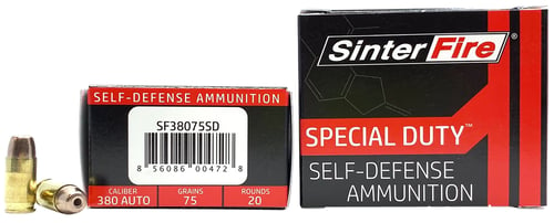 SinterFire Inc SF38075SD Special Duty (SD)  380 ACP 75 gr Lead Free Frangible Hollow Point 20 Per Box/ 10 Case