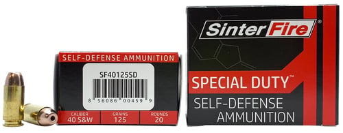 SinterFire Inc SF40125SD Special Duty (SD)  40 S&W 125 gr Lead Free Frangible Hollow Point 20 Per Box/ 10 Case