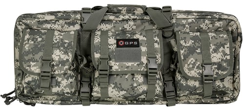 GPS Bags DRC28ACU Double Rifle Case A-TACS AU 600D Polyester w/ 2 Padded Pistol Sleeves MOLLE Webbing & Lockable Zippers