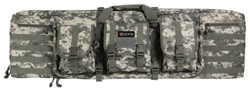 GPS Bags DRC42ACU Double Rifle Case A-TACS AU 600D Polyester with 2 Padded Pistol Sleeves, MOLLE Webbing & Lockable Zippers 42