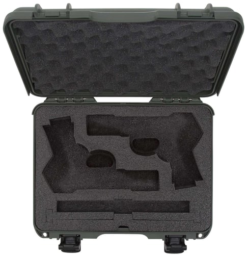 Nanuk 910CLASG6 910 Classic 2 Up Pistol Case Olive Polymer with Latches & Closed-Cell Foam Padding 13.20