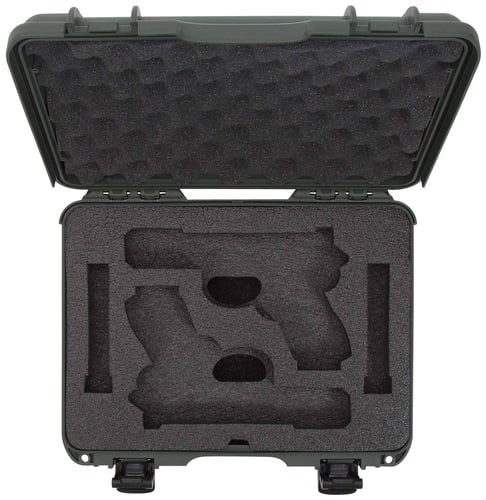 Nanuk 910GLOCK6 910 Glock Compatible 2 Up Pistol Case Olive Polymer w/ Latches Closed-Cell Foam Padding & Airline Approved 13.20