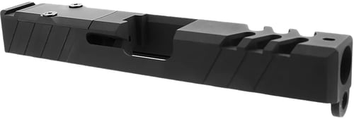 TacFire  Replacement Slide  40 S&W Graphite Black Cerakote Stainless Steel with Optics Cut & Slide Ports for Glock 23 Gen3