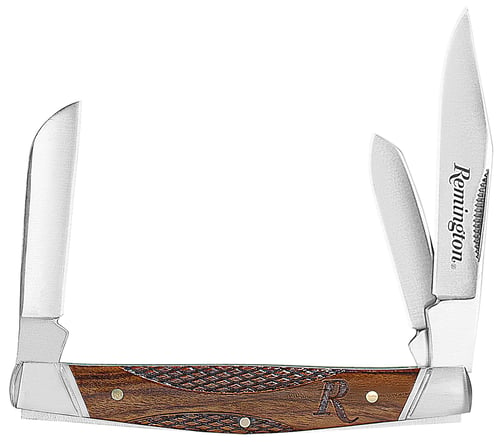 Remington Accessories 15657 Woodland Stockman Folding Stainless Steel Blade Brown w/Remington Logo Wood Handle
