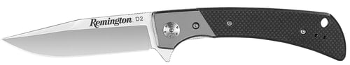 Remington Accessories 15668 EDC  Folding Drop Point Satin D2 Steel Blade Black G10 Handle Includes Pocket Clip