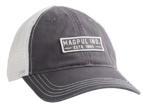 Magpul MAG1260016 Established Garment Trucker Hat Charcoal/White Adjustable Snapback OSFA Embroidered Patch