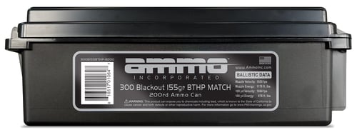 Ammo Inc 300B155BTHPB200 Signature  300 Blackout 155 gr Hollow Point Boat Tail 200 Per Box/ 6 Cs