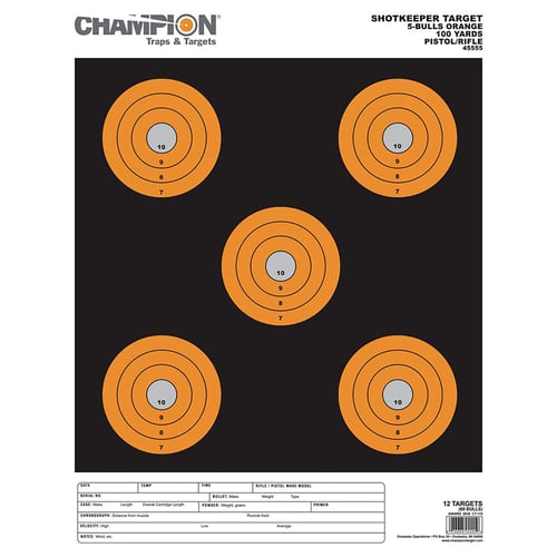 Champion Shotkeeper Targets Orange 5 Bull Large 12/Pack
