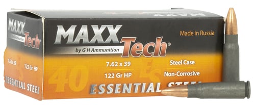 MaxxTech ES076212 Essential  7.62x39mm 122 gr Hollow Point (HP) 1000rds 40 Bx/25 Cs (Sold by Case)