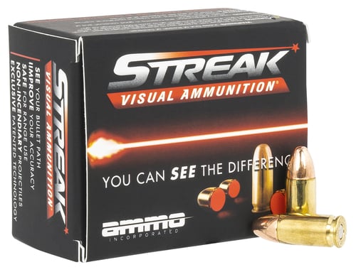 Ammo Inc 9115TMCSTRKRED Streak Visual (RED)  9mm Luger 115 gr Total Metal Case 20 Per Box/ 10 Cs