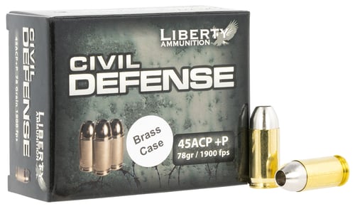 Liberty Ammunition LACD45013BC Civil Defense  45 ACP +P 78 gr Lead Free Fragmenting Hollow Point 20 Per Box/ 50 Case