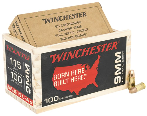 Winchester Ammo USA9WB USA  9mm Luger 115 gr Full Metal Jacket Flat Nose 100 Per Box/ 6 Case