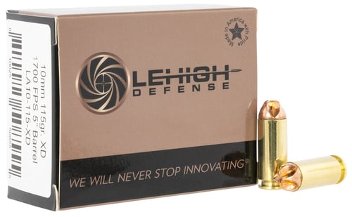 Lehigh Defense LA10115XD Xtreme Defense  10mm Auto 115 gr Lehigh Defense XD FMT 20 Per Box/ 10 Case